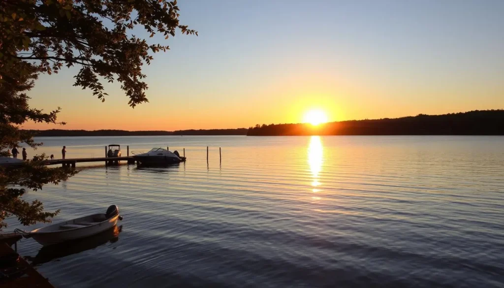 Silver Lake at sunset in Wyoming County, New York Silver Lake at sunset in Wyoming County, New York