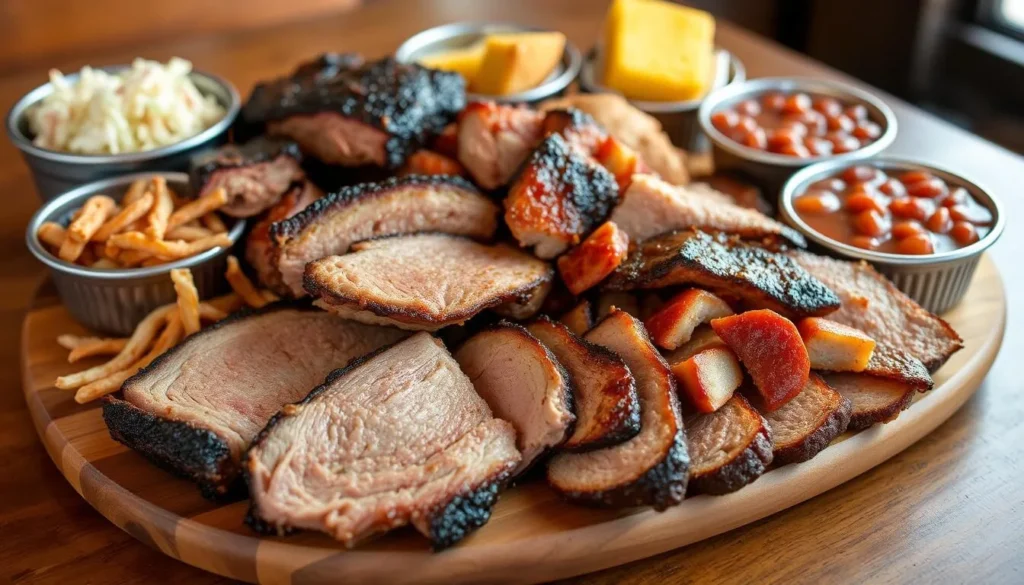 Southern BBQ platter with ribs and sides in Baker County Florida restaurant Southern BBQ platter with ribs and sides in Baker County Florida restaurant