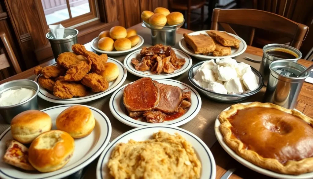 Southern food display at Bell Buckle Cafe with homemade pies Southern food display at Bell Buckle Cafe with homemade pies