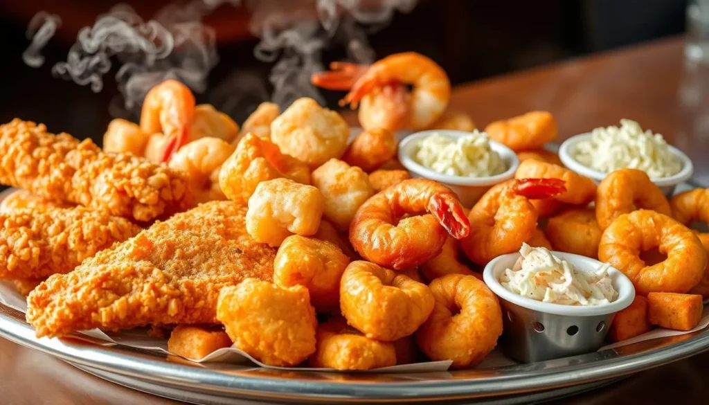 Southern seafood platter at Top o' the River Restaurant in Anniston Southern seafood platter at Top o' the River Restaurant in Anniston