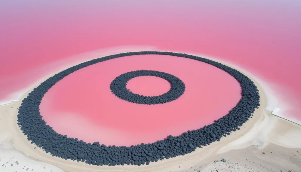 Spiral Jetty earth art on Great Salt Lake near Brigham City Utah Spiral Jetty earth art on Great Salt Lake near Brigham City Utah