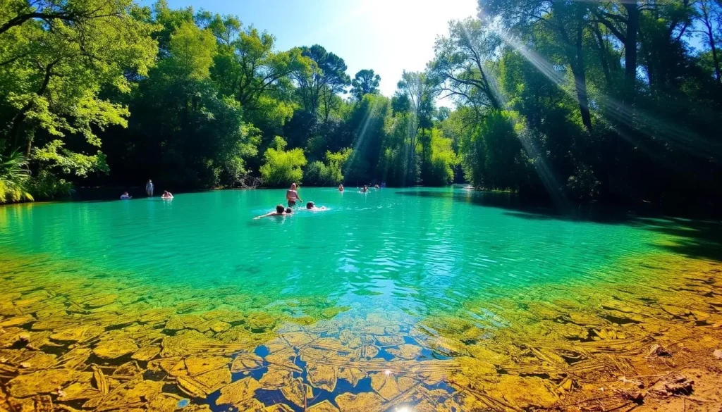 Spring scene at Worthington Springs in Union County Florida with crystal clear water Spring scene at Worthington Springs in Union County Florida with crystal clear water