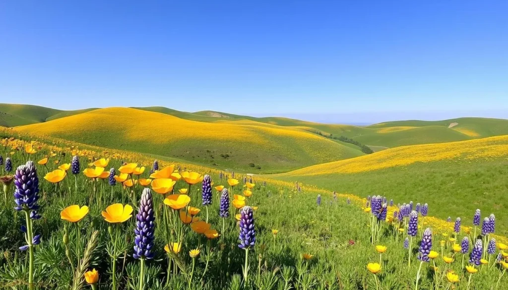 Spring wildflowers blooming in San Luis Obispo County hills Spring wildflowers blooming in San Luis Obispo County hills