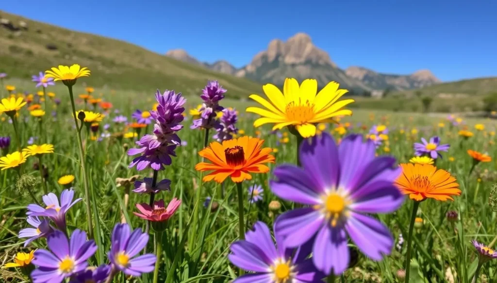 Spring wildflowers blooming near Sutter Buttes in Yuba County