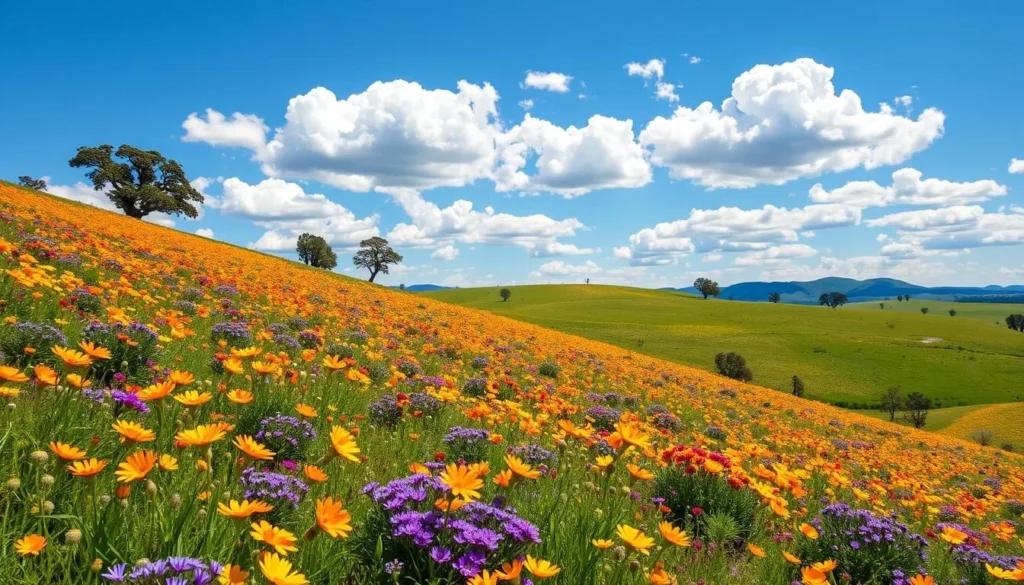 Spring wildflowers blooming on North Table Mountain in Butte County California Spring wildflowers blooming on North Table Mountain in Butte County California