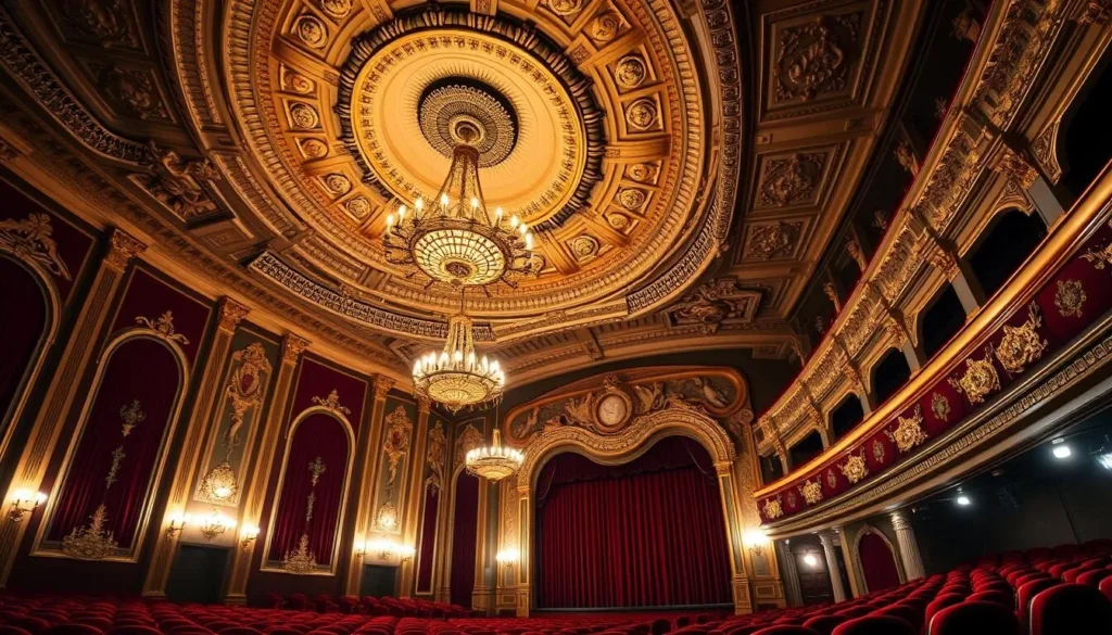 St. George Theatre ornate interior with chandelier and stage in Richmond County, New York St. George Theatre ornate interior with chandelier and stage in Richmond County, New York