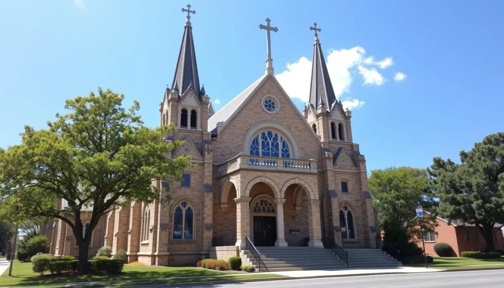 St. Joseph Catholic Church in Port Gibson Mississippi with Gothic Revival architecture St. Joseph Catholic Church in Port Gibson Mississippi with Gothic Revival architecture