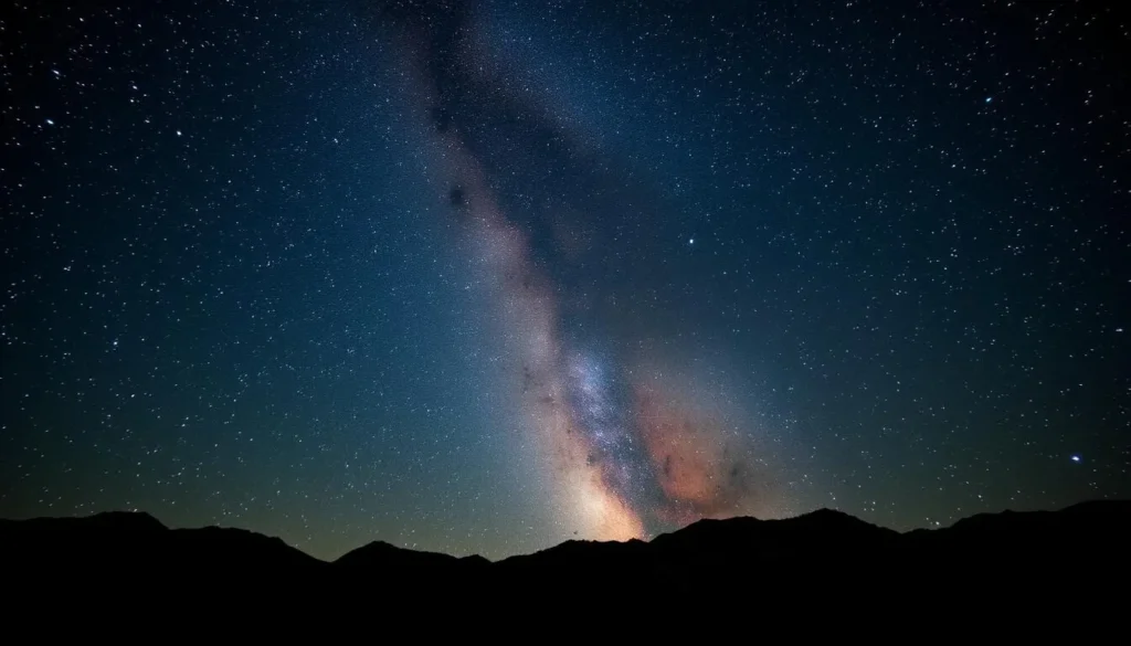 Stargazing in Mariposa County with Milky Way visible over mountains Stargazing in Mariposa County with Milky Way visible over mountains
