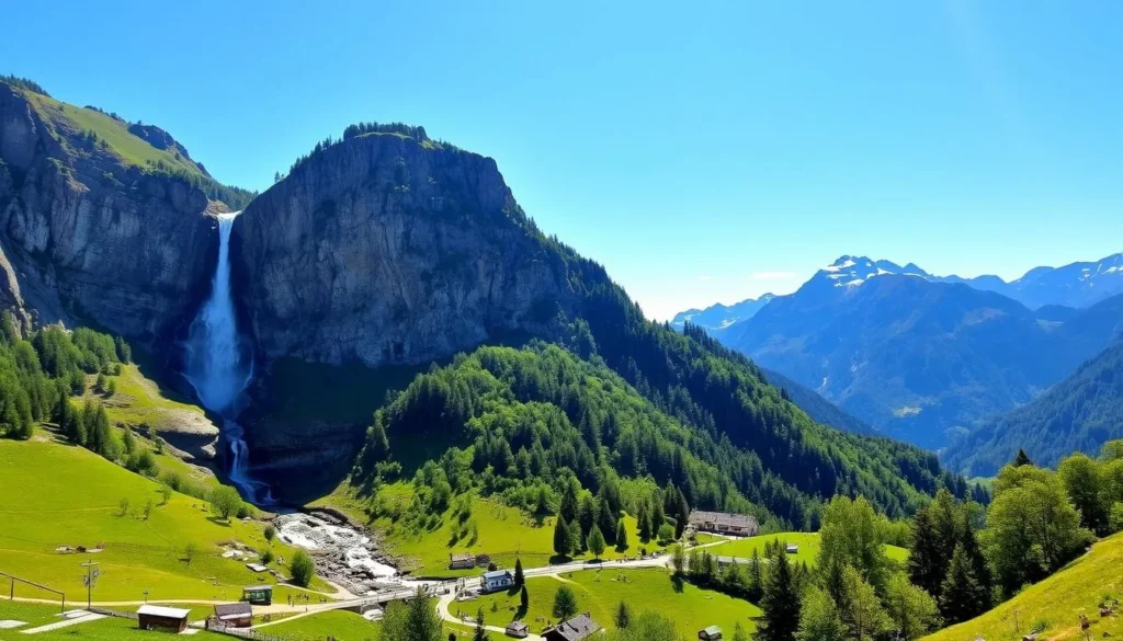 Staubbach Falls in Lauterbrunnen, Switzerland