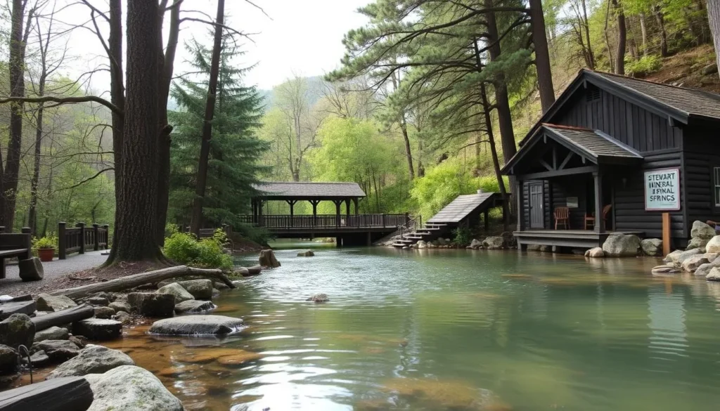Stewart Mineral Springs peaceful setting with natural pools and surrounding forest in Siskiyou County California Stewart Mineral Springs peaceful setting with natural pools and surrounding forest in Siskiyou County California
