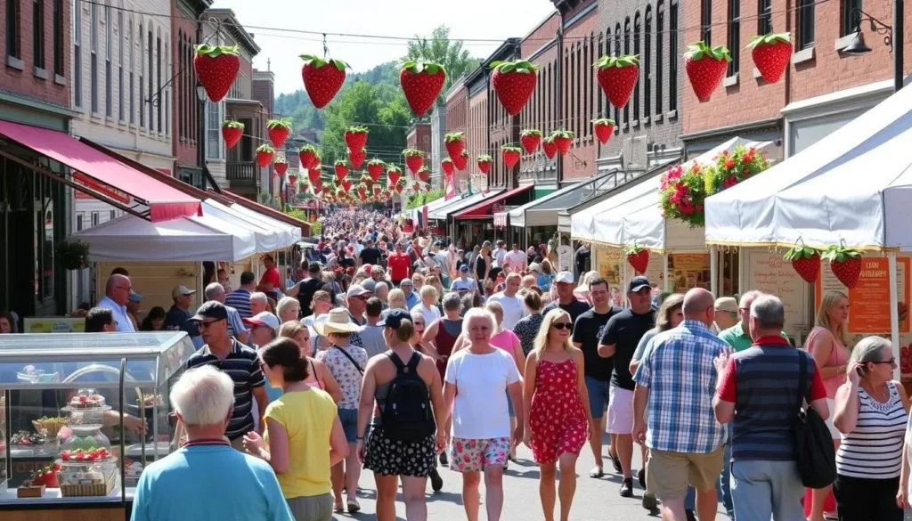 Strawberry Festival celebration in downtown Owego, Tioga County NY