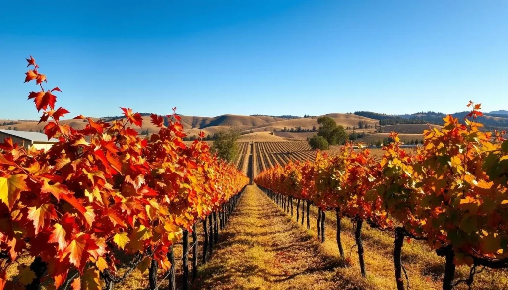 Suisun Valley vineyards during fall harvest season in Solano County