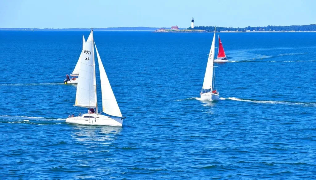 Summer boating on Lake Ontario in Oswego County, New York Summer boating on Lake Ontario in Oswego County, New York