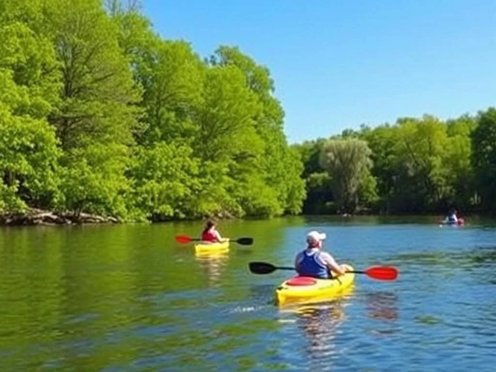 Summer kayaking on the Susquehanna River in Tioga County NY