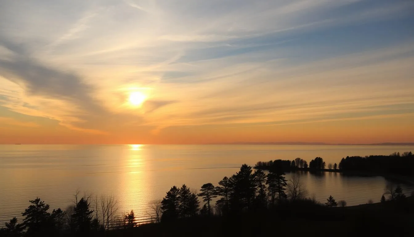 Sunrise over Lake Ontario in Oswego County, New York