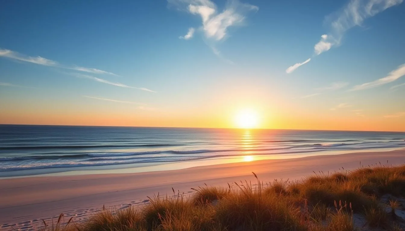 Sunrise over St. George Island beach in Franklin County, Florida