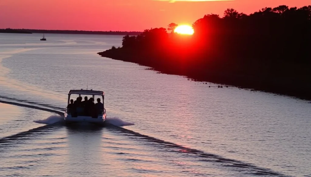 Sunset cruise on the Intracoastal Waterway in Chesapeake Virginia Sunset cruise on the Intracoastal Waterway in Chesapeake Virginia