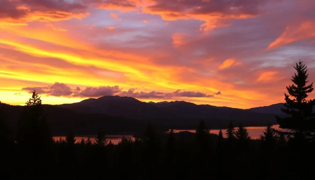 Sunset over Adirondack Mountains in Essex County, New York Sunset over Adirondack Mountains in Essex County, New York