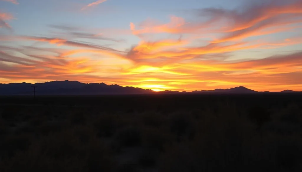 Sunset over Imperial County California desert landscape with silhouetted mountains Sunset over Imperial County California desert landscape with silhouetted mountains