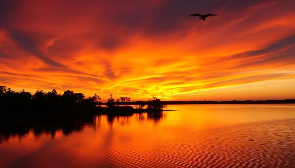 Sunset over Lake Miccosukee in Jefferson County, Florida Sunset over Lake Miccosukee in Jefferson County, Florida