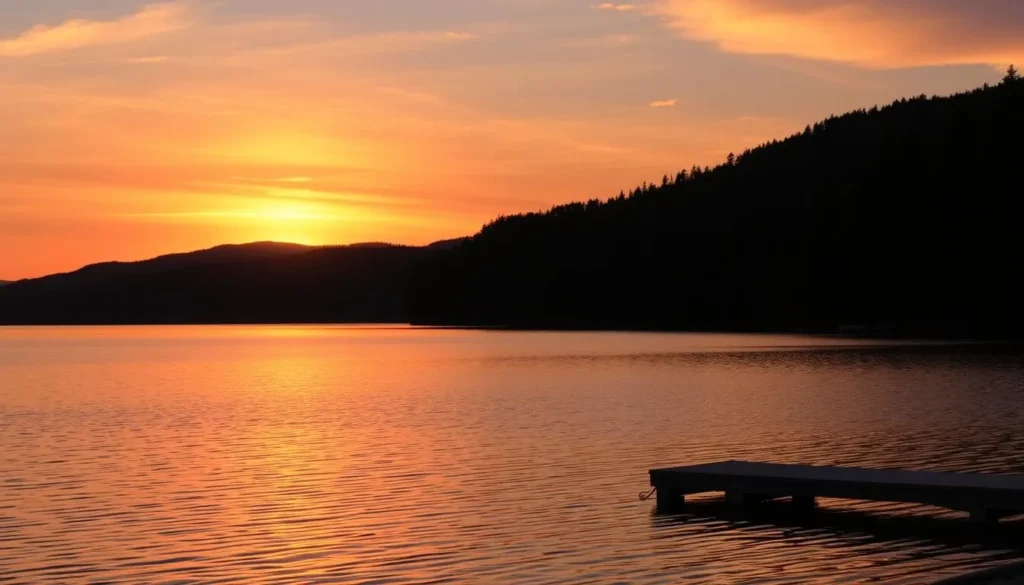 Sunset over mountains and lake in Hamilton County New York things to do Sunset over mountains and lake in Hamilton County New York things to do