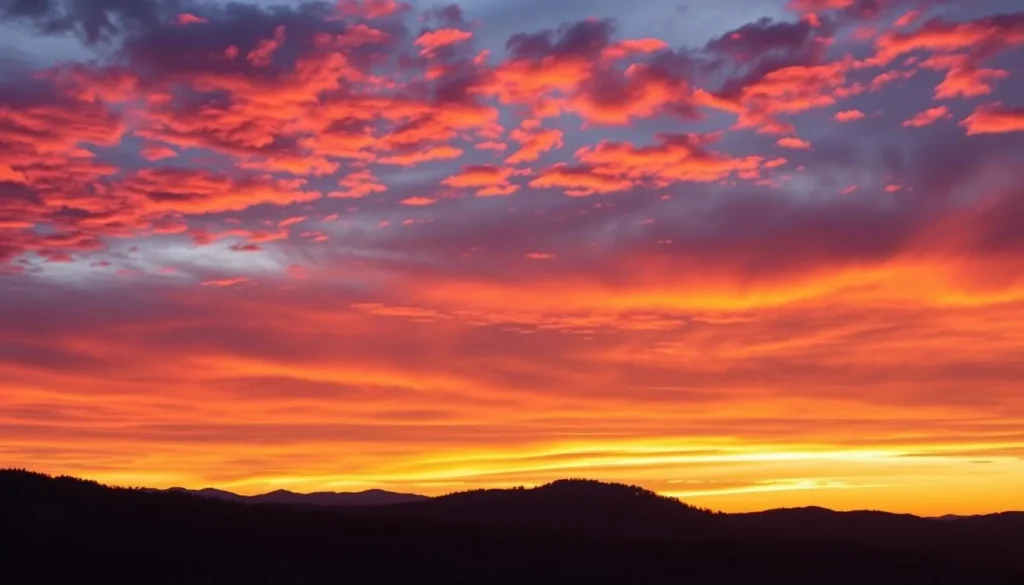Sunset over the Catskill Mountains in Greene County with vibrant colors Sunset over the Catskill Mountains in Greene County with vibrant colors