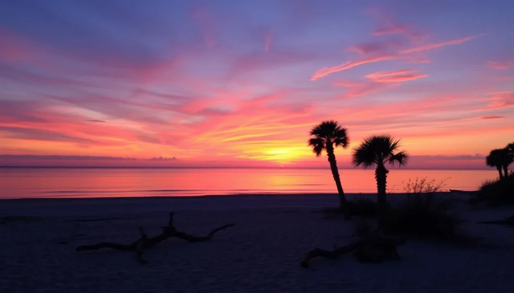 Sunset over the Gulf of Mexico from Fort Island Gulf Beach in Citrus County, Florida Sunset over the Gulf of Mexico from Fort Island Gulf Beach in Citrus County, Florida