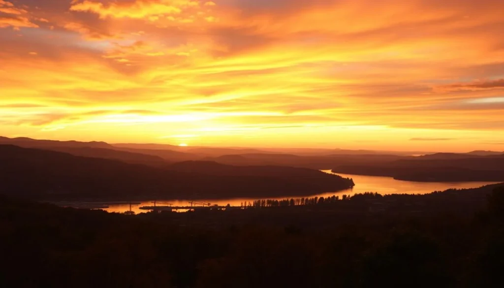 Sunset over the Hudson River from Putnam County viewpoint Sunset over the Hudson River from Putnam County viewpoint