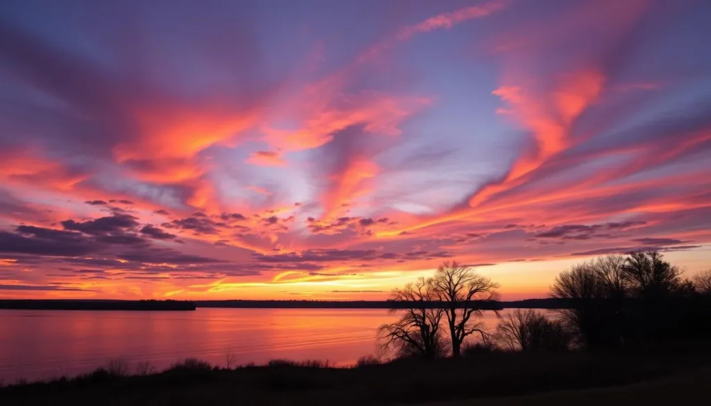 Sunset over the Missouri River in Bellevue Nebraska Sunset over the Missouri River in Bellevue Nebraska