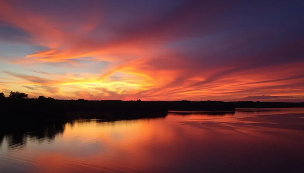 Sunset over the Tennessee River in Muscle Shoals Alabama Sunset over the Tennessee River in Muscle Shoals Alabama