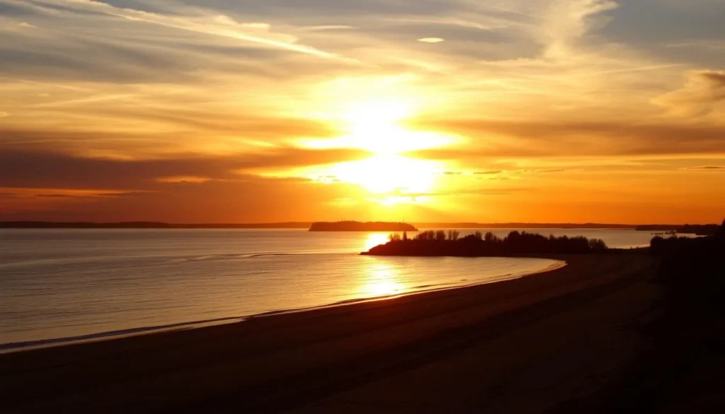 Sunset view of Milford Connecticut coastline Sunset view of Milford Connecticut coastline