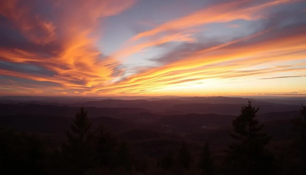 Sunset view over the rolling hills and forests of Cattaraugus County from a scenic overlook Sunset view over the rolling hills and forests of Cattaraugus County from a scenic overlook
