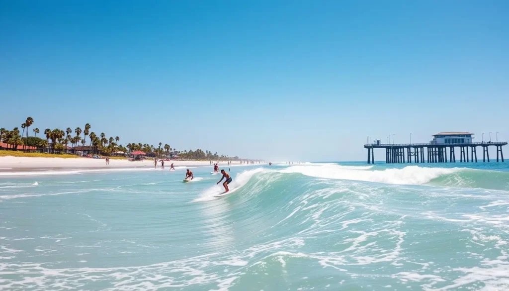 Surfers at Cocoa Beach in Brevard County, Florida Surfers at Cocoa Beach in Brevard County, Florida