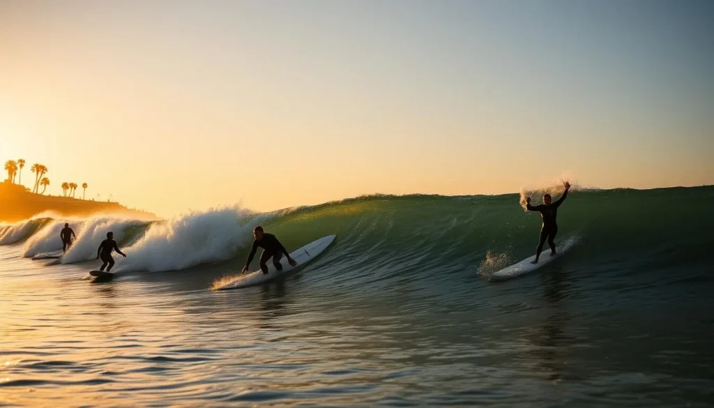 Surfers at Malibu beach in Los Angeles County California Surfers at Malibu beach in Los Angeles County California