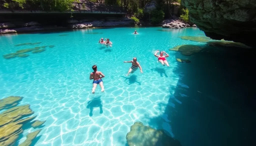 Swimmers enjoying the crystal clear waters at Madison Blue Spring State Park, one of the top Madison County Florida things to do Swimmers enjoying the crystal clear waters at Madison Blue Spring State Park, one of the top Madison County Florida things to do