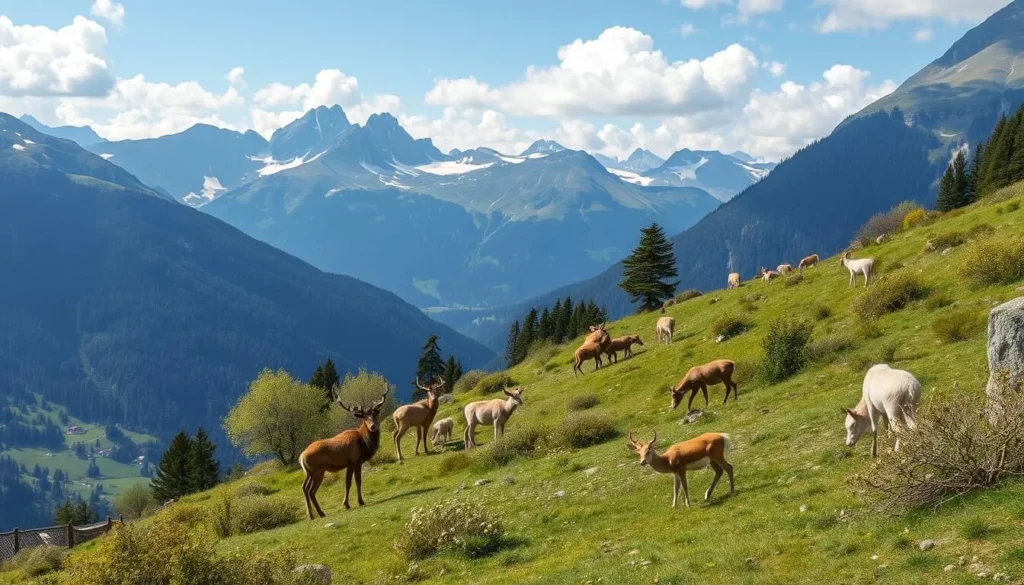 Swiss National Park scenery with wildlife