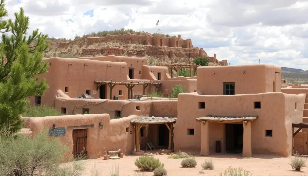 Taos Pueblo image with adobe buildings and traditional architecture