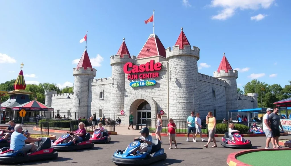 The Castle Fun Center in Orange County New York with families enjoying attractions The Castle Fun Center in Orange County New York with families enjoying attractions