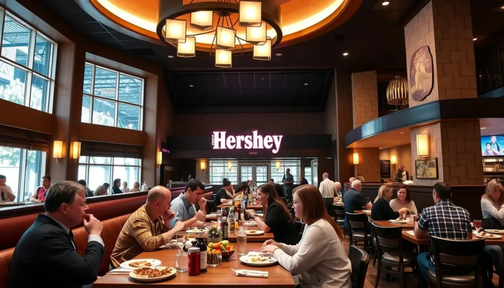 The Chocolate Avenue Grill restaurant interior with diners enjoying meals in a warm atmosphere The Chocolate Avenue Grill restaurant interior with diners enjoying meals in a warm atmosphere