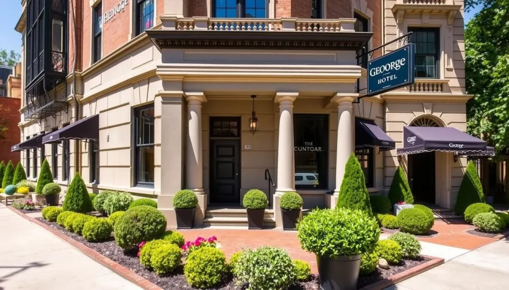 The George boutique hotel in Montclair, New Jersey showing historic exterior and landscaped grounds The George boutique hotel in Montclair, New Jersey showing historic exterior and landscaped grounds