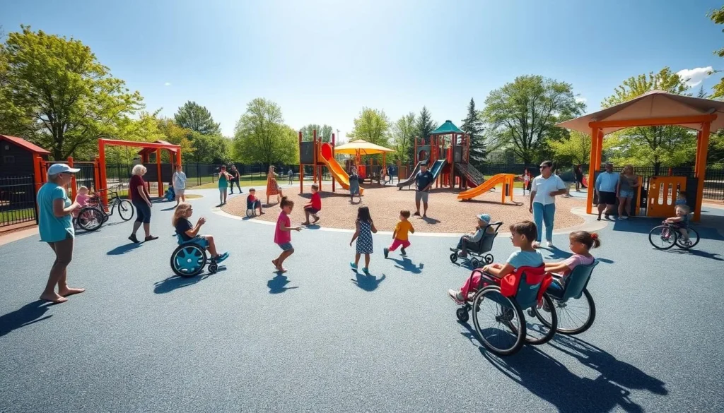 The Impossible Dream Playground in Warwick, Rhode Island showing accessible play equipment