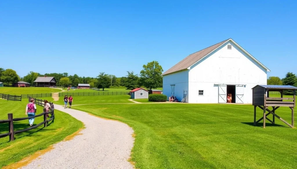 The Park at Harlinsdale Farm in Franklin showing its historic barn, open fields, and walking trails The Park at Harlinsdale Farm in Franklin showing its historic barn, open fields, and walking trails