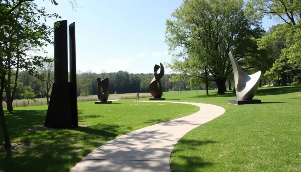 The Yokna Sculpture Trail at Lamar Park featuring large outdoor art installations along a walking path The Yokna Sculpture Trail at Lamar Park featuring large outdoor art installations along a walking path