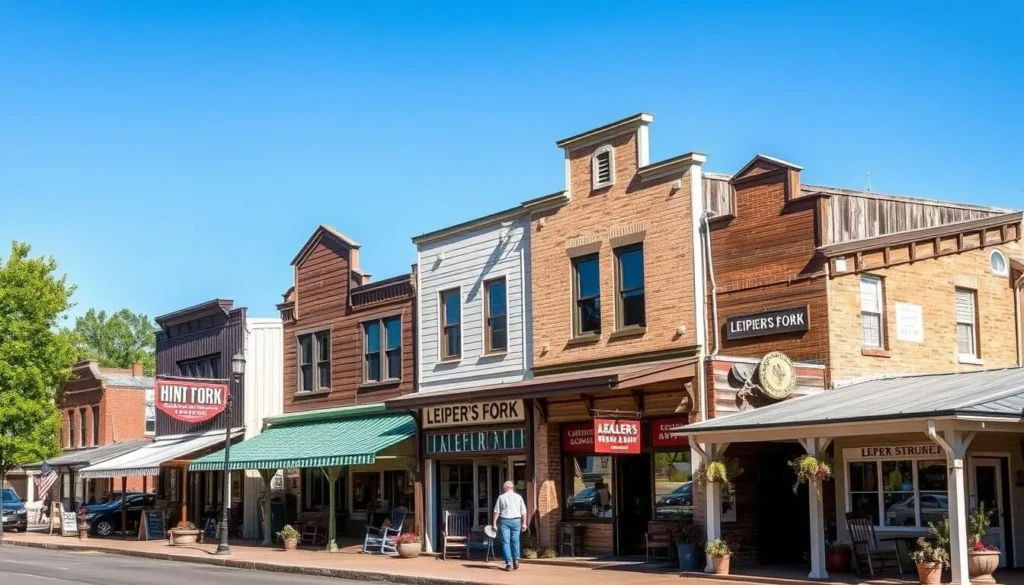 The charming rural village of Leiper's Fork with its country stores and galleries along the main road The charming rural village of Leiper's Fork with its country stores and galleries along the main road
