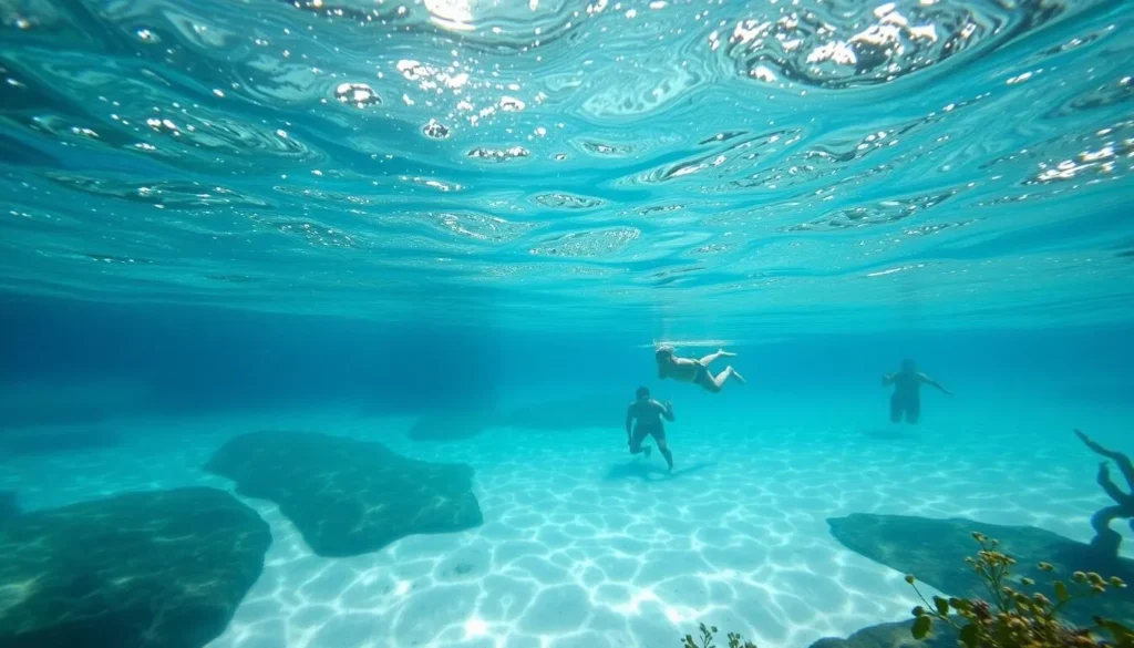 The crystal clear turquoise waters of Gilchrist Blue Springs State Park The crystal clear turquoise waters of Gilchrist Blue Springs State Park