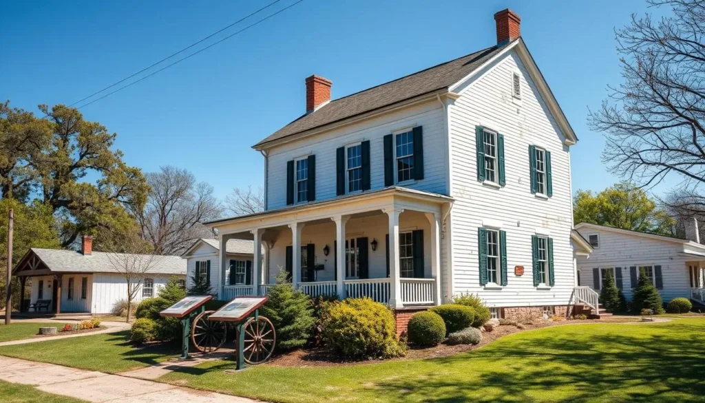 The historic Carter House in Franklin showing bullet holes and battle damage from the Civil War The historic Carter House in Franklin showing bullet holes and battle damage from the Civil War