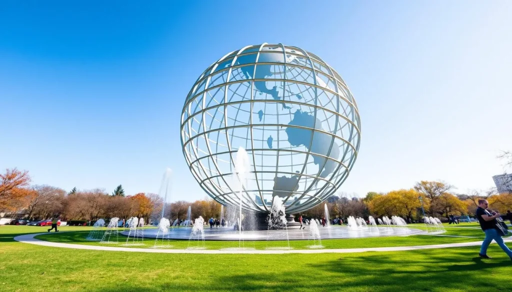 The iconic Unisphere in Flushing Meadows Corona Park, Queens The iconic Unisphere in Flushing Meadows Corona Park, Queens