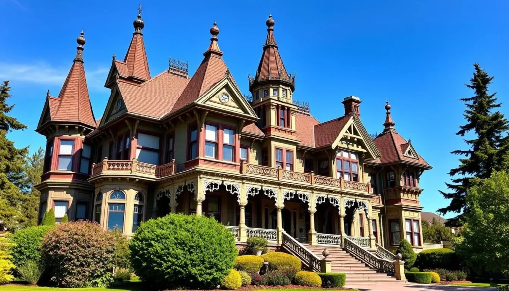 The ornate Carson Mansion in Eureka, one of America's most famous Victorian homes The ornate Carson Mansion in Eureka, one of America's most famous Victorian homes