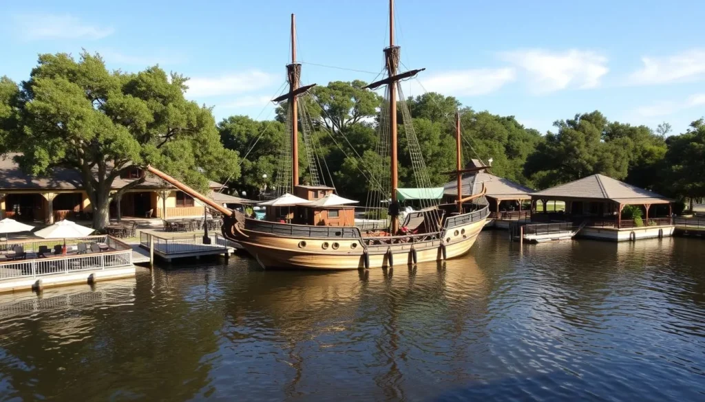 The unique Boat-in-the-Moat Restaurant at Solomon's Castle in Hardee County Florida The unique Boat-in-the-Moat Restaurant at Solomon's Castle in Hardee County Florida