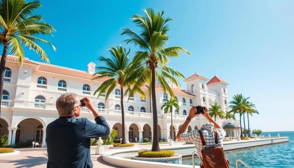 Tourist taking photos at The Breakers resort in Palm Beach County Florida
